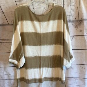 Honeyme Striped Tan & Cream Sweater Top Oversized Size Large